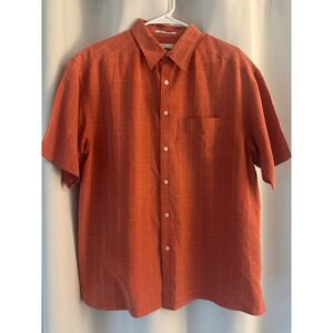 Geoffrey Beene Plaid Button Up Short Sleeve Casual Shirt Size Large‎